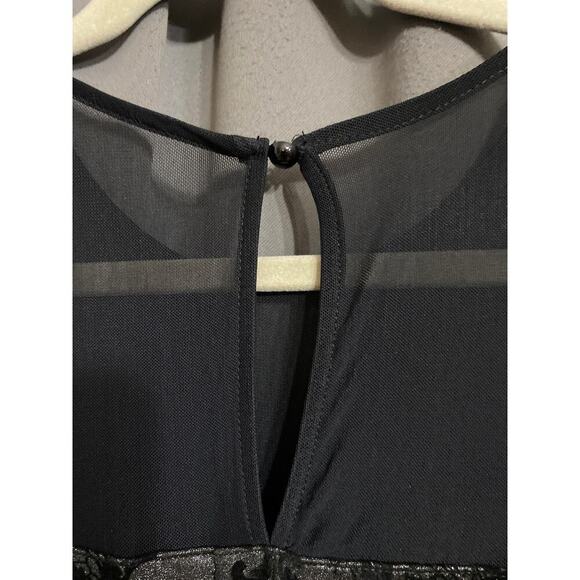 NWT MAURICES WO SIZE Small Black velvet accent design Silver Metallic dress - Picture 6 of 12